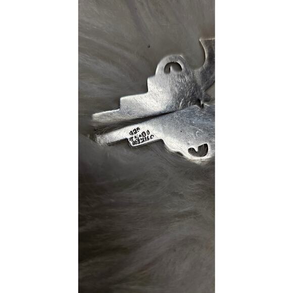 Mexico 925 large Silver Revolver Earrings with Shepherd Hook back 2" X 1" - Picture 5 of 6